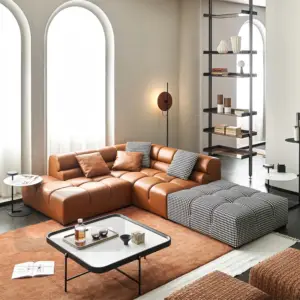 | كنب جلد منقسمة بتصميم اوروبي