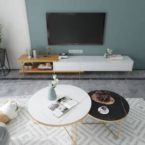 طاولة تلفاز قابلة للتعديل مع خزانة جانبية 3 | طاولة تلفاز قابلة للتعديل مع خزانة جانبية
