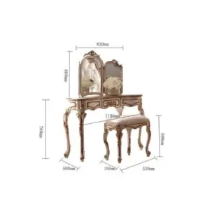 | غرفة نوم كاملة بطابع ملكي فاخر – تشمل سرير وتسريحة وكومودينات – تصميم مميز وتشطيب راقٍ