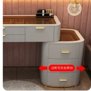 | تسريحة غرفة نوم مغطاة بالجلد الفخم