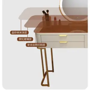 | تسريحة غرفة نوم مغطاة بالجلد الفخم