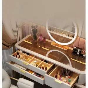 | تسريحة غرفة نوم مغطاة بالجلد الفخم