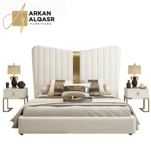 سرير مع 2 كمودينة بتصميم ملكي 6 سرير-