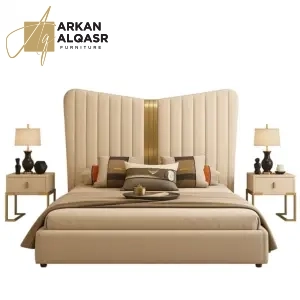 سرير مع 2 كمودينة بتصميم ملكي 8 سرير-2