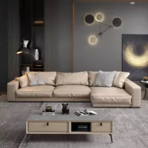 | كنب زاوية جلد مميزة بتصميم فاخر