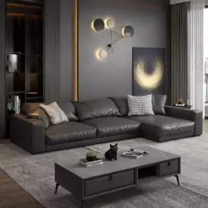 | كنب زاوية جلد مميزة بتصميم فاخر