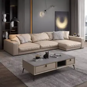 كنب زاوية جلد مميزة بتصميم فاخر