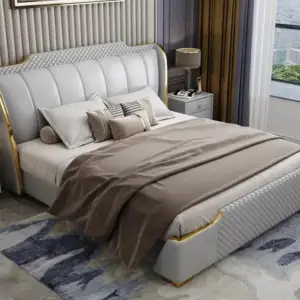 سرير حديث بتصميم راقي مع وحدات تخزين داخلية