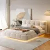 | سرير منخفض مع إضاءة بتصميم عصري وجودة عالية