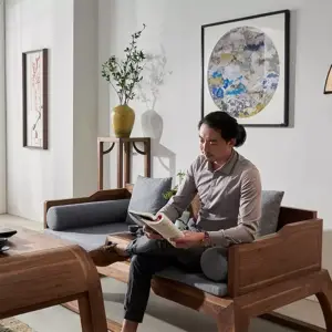 | كنب خشب ثنائي بتصميم حديث