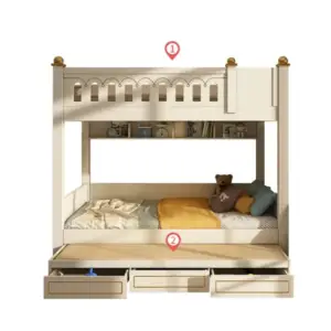 | سرير أطفال دورين بتصميم شيك – هيكل خشبي متين وسلال تخزين – سلم جانبي آمن – ألوان متعددة