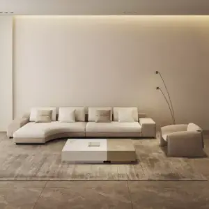 | كنب زاوية بضلع منحني بتصميم اوروبي