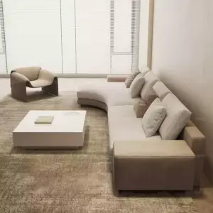 | كنب زاوية بضلع منحني بتصميم اوروبي