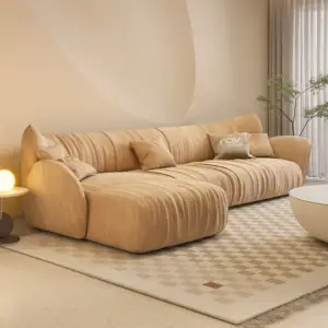 | كنب زاوية أنيق مصنوع من خشب هندسي