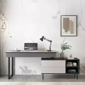 مكتب اداري مع خزانة جانبية مصممة بحرفة