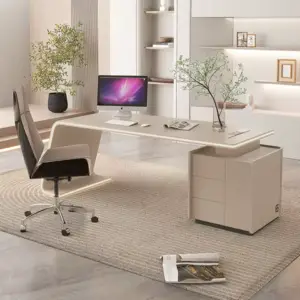 مكتب عصري مع اضاءة وكرسي فخم