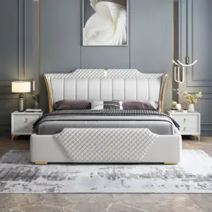 سرير ملكي بلمسات يدوية مع 2 كومودينة