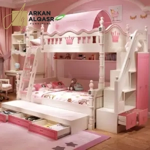 سرير أطفال كوين فاخر – تصميم فاخر مبطن – قاعدة خشبية متينة – متوفر بألوان متعددة