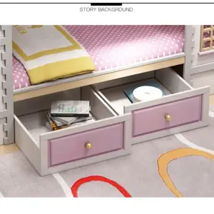 | سرير أطفال دورين بشكل قلعة - تصميم ممتع وآمن - خشب متين - ألوان مبهجة