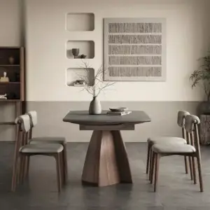 طاولة طعام بتصميم قابل للتمدد مع كراسي