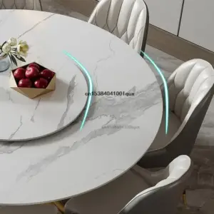 | طاولة طعام دائرية بسطح رخام