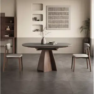 طاولة طعام بتصميم قابل للتمدد مع كراسي