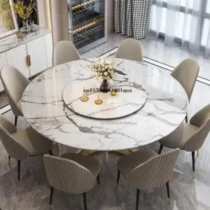 | طاولة طعام دائرية بسطح رخام