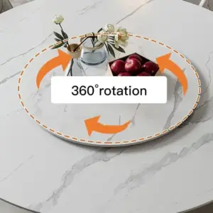 | طاولة طعام دائرية بسطح رخام