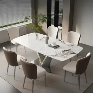 | طاولة طعام بقاعدة متينة مع كراسي مودرن