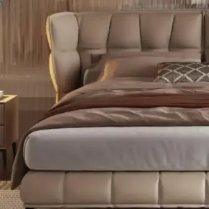 سرير جلدي إيطالي لغرفة نومك مع 2 كومود