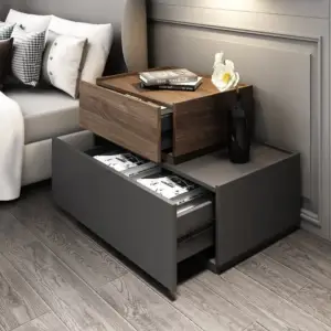 | طاولة جانبية مودرن 2 درج بتصميم متدرج