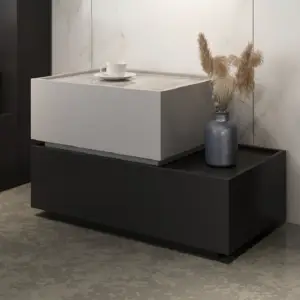 طاولة جانبية مودرن 2 درج بتصميم متدرج