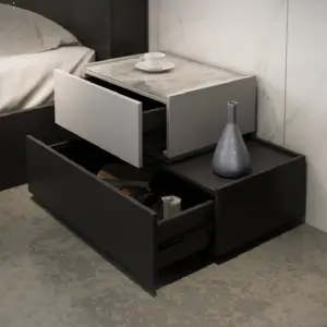 | طاولة جانبية مودرن 2 درج بتصميم متدرج