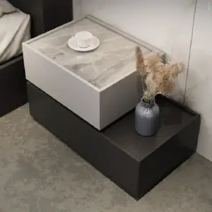 | طاولة جانبية مودرن 2 درج بتصميم متدرج