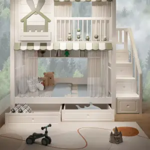 سرير أطفال دورين مريح – تصميم آمن بزاوية ناعمة – خشب متين وسلال تخزين – مثالي للمساحات الصغيرة 4 | سرير أطفال دورين مريح – تصميم آمن بزاوية ناعمة – خشب متين وسلال تخزين – مثالي للمساحات الصغيرة