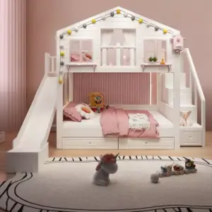 سرير أطفال دورين بتصميم مميز - آمن وعصري - خشب هندسي عالي الجودة - مناسب للمساحات الصغيرة