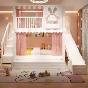 سرير أطفال دورين مريح – تصميم آمن بزاوية ناعمة – خشب متين وسلال تخزين – مثالي للمساحات الصغيرة 1 سرير أطفال دورين مريح – تصميم آمن بزاوية ناعمة – خشب متين وسلال تخزين – مثالي للمساحات الصغيرة