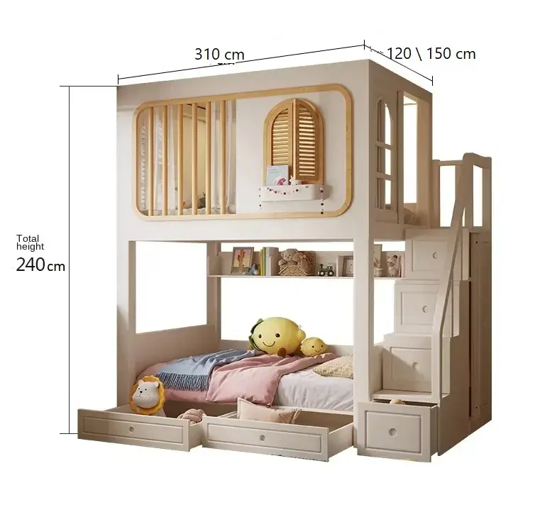 سرير-اطفال سرير أطفال دورين خشبي – تصميم عملي موفر للمساحة – متوفر بألوان متعددة – ضمان سنتين