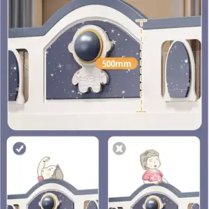 | سرير أطفال فضائي بطابقين مع مزلق عملي