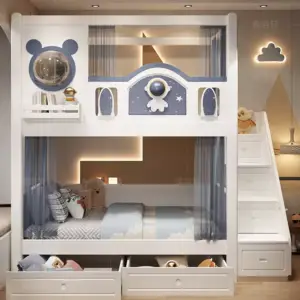 | سرير أطفال فضائي بطابقين مع مزلق عملي