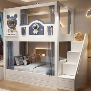 | سرير أطفال فضائي بطابقين مع مزلق عملي