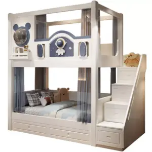 | سرير أطفال فضائي بطابقين مع مزلق عملي