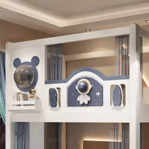 | سرير أطفال فضائي بطابقين مع مزلق عملي