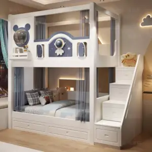 | سرير أطفال فضائي بطابقين مع مزلق عملي