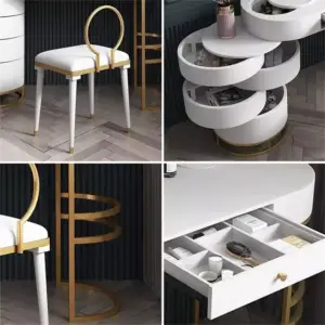 | طاولة تزيين مع مرأة وكرسي مودرن