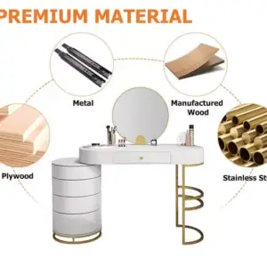 | طاولة تزيين مع مرأة وكرسي مودرن