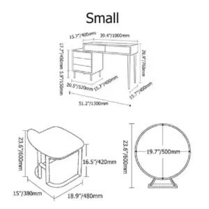 | طاولة تسريحة مع كرسي ومرأة
