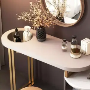 طاولة تسريحة بخزانة دائرية 3 | طاولة تسريحة بخزانة دائرية