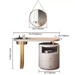 طاولة تسريحة بخزانة دائرية 5 | طاولة تسريحة بخزانة دائرية