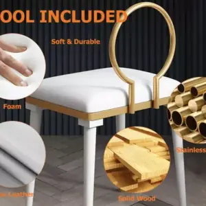 | طاولة تزيين مع مرأة وكرسي مودرن